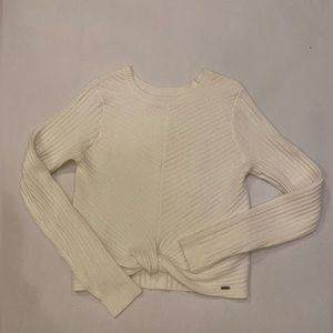 Hollister Cream Crop Cable Knit Sweater with knot detail size medium